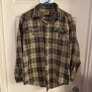 Northwest Territories Men’s Size Medium Flannel Button Down Shirt Plaid Naturals